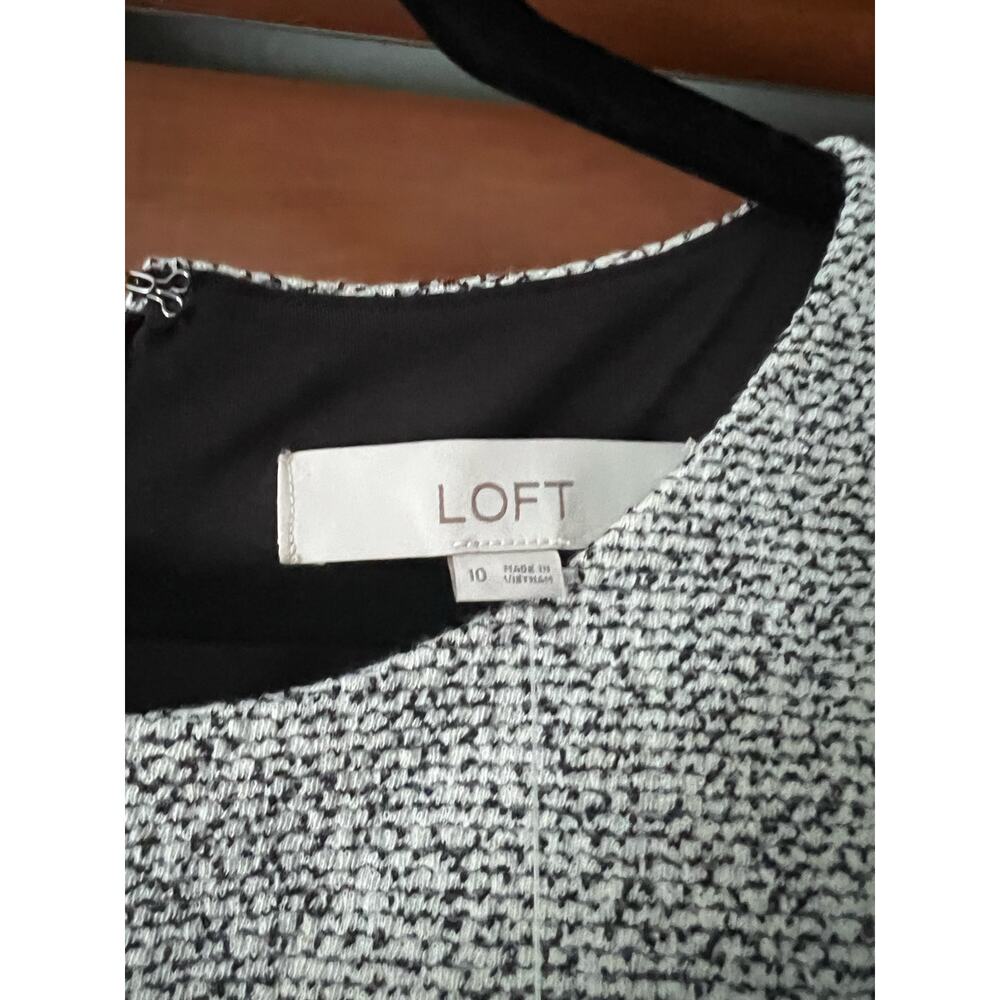 NWT LOFT Women Round Neck Speckled Tweed Sheath Dress Short Sleeve Gray Size 10 - Picture 7 of 10